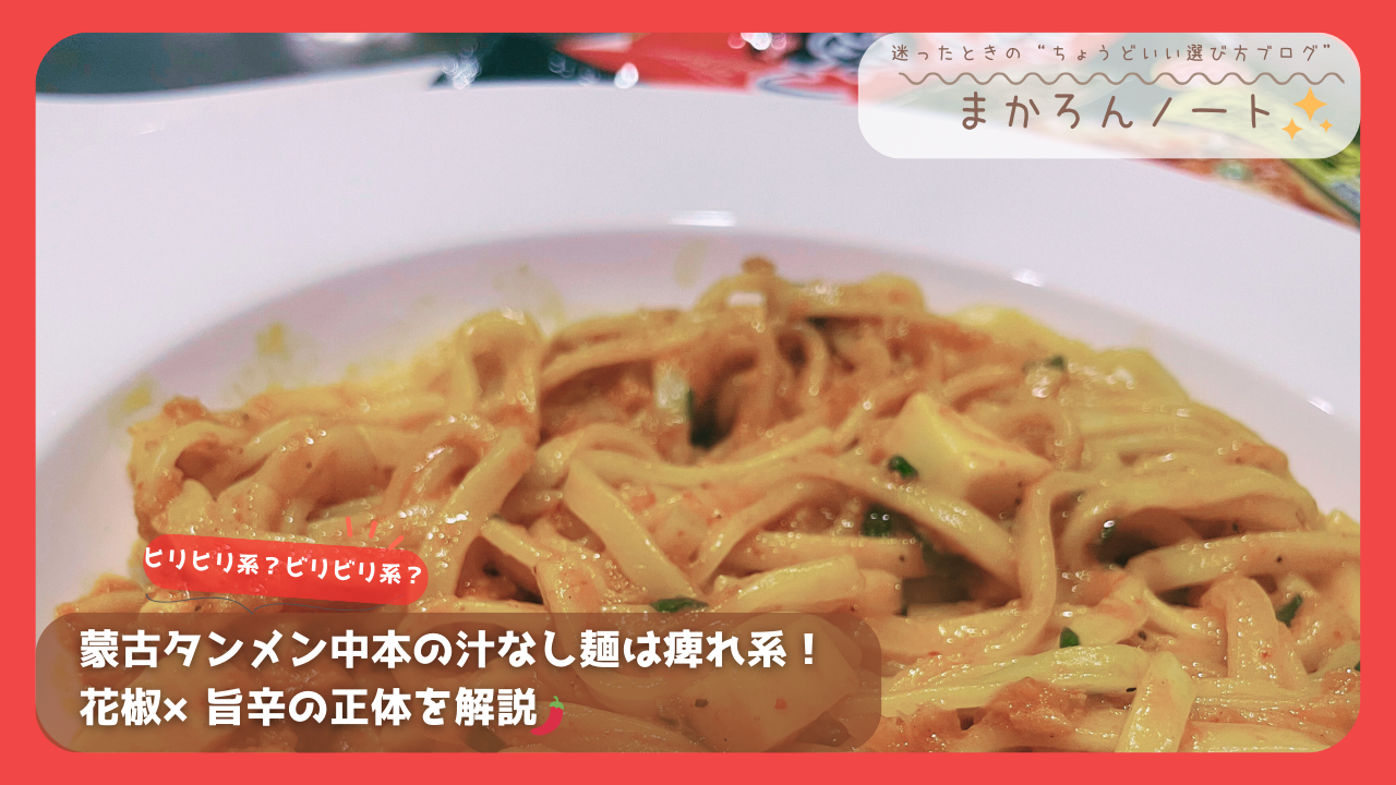 蒙古タンメン中本の汁なし麺、痺れる辛さと旨辛の特徴を表した写真